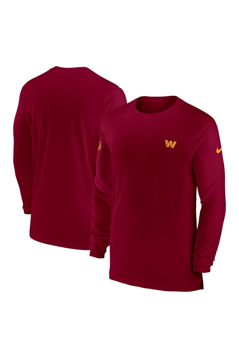 Men's Nike Burgundy Washington Commanders Sideline Coach Performance Long Sleeve T-Shirt, Main, color, Burgundy