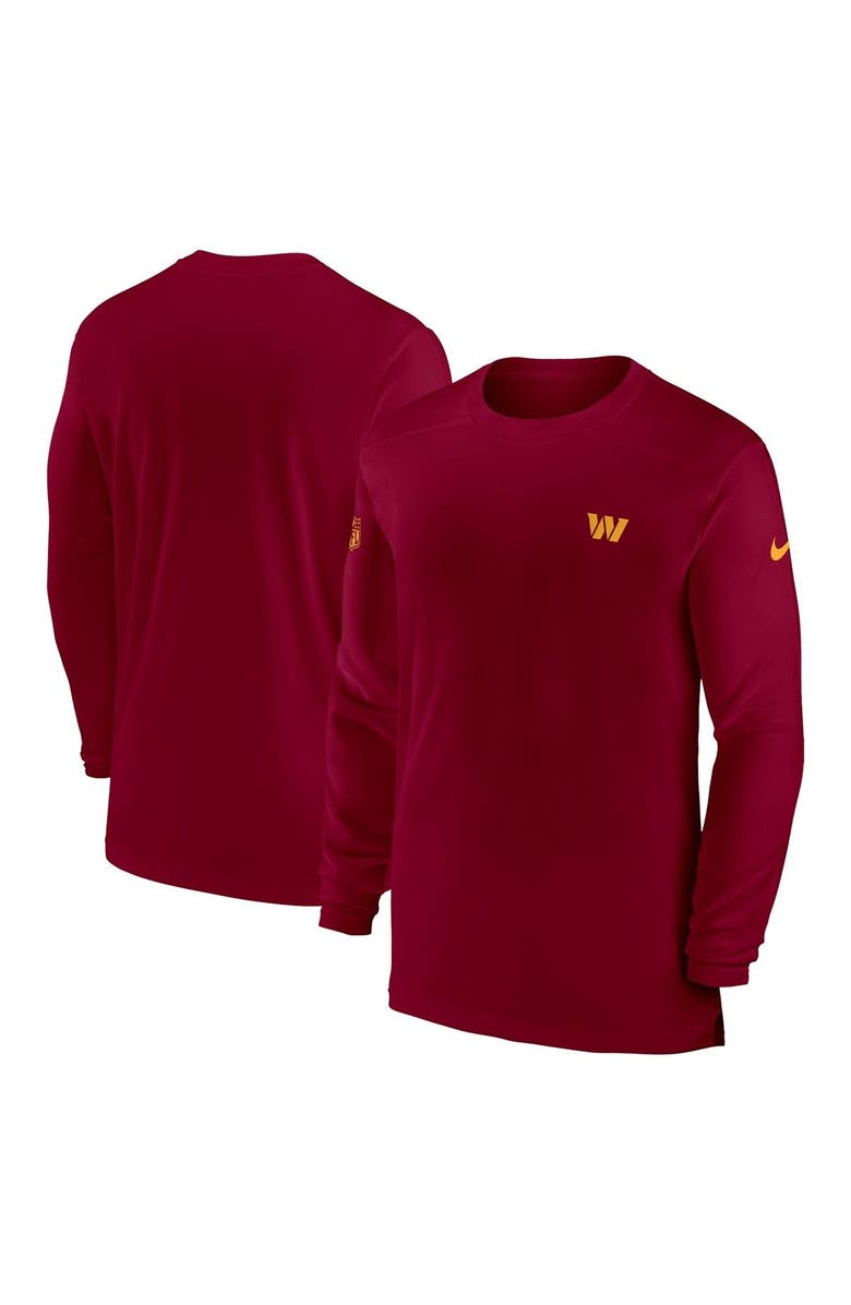 Nike Men's Nike Burgundy Washington Commanders Sideline Coach Performance Long Sleeve T-Shirt, Main, color,