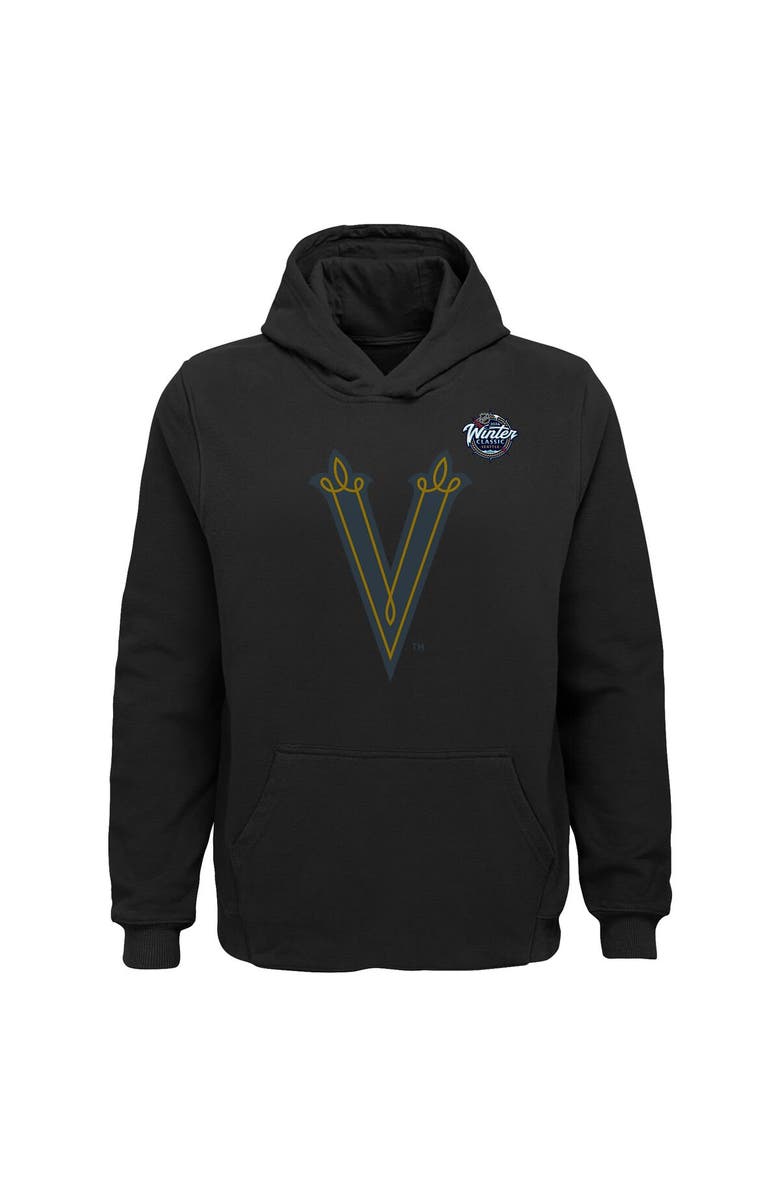 FANATICS Youth Fanatics Branded Black Vegas Golden Knights 2024 NHL Winter Classic Team Crest Pullover Hoodie, Alternate, color, 