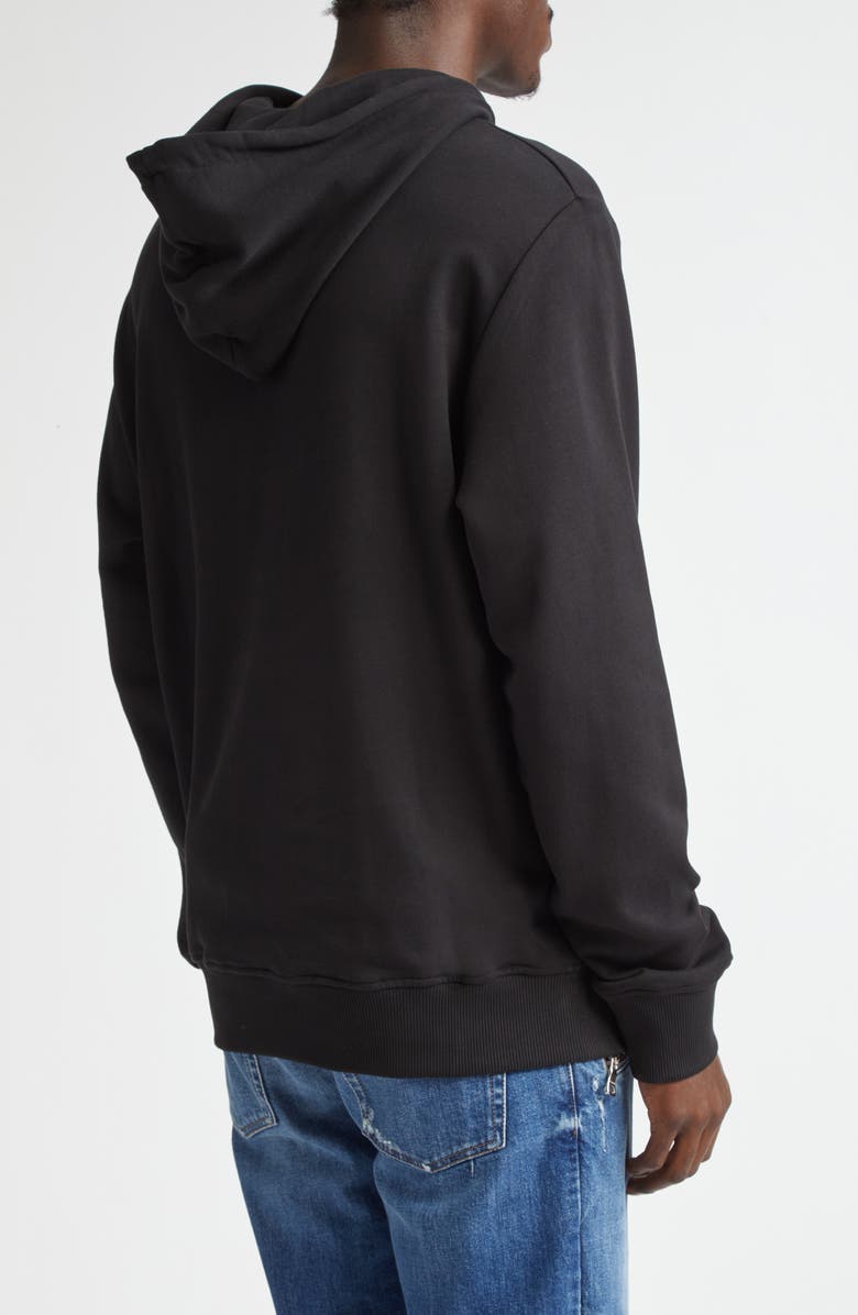 Balmain Logo Organic Cotton Graphic Hoodie, Alternate, color, Black/ White
