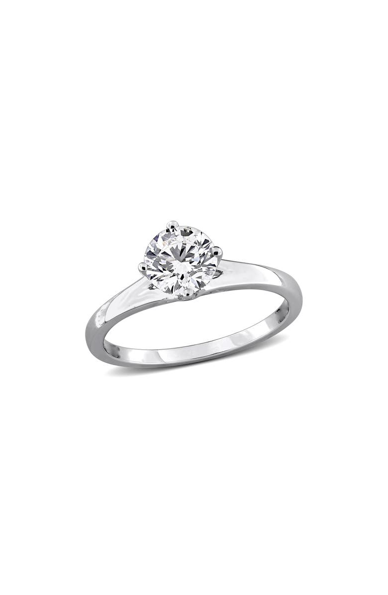 Created Forever Round Lab Grown Diamond Solitaire Ring, Main, color, Silver