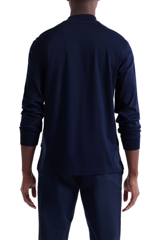 Bugatchi Long Sleeve Mock Neck T-shirt In Blue