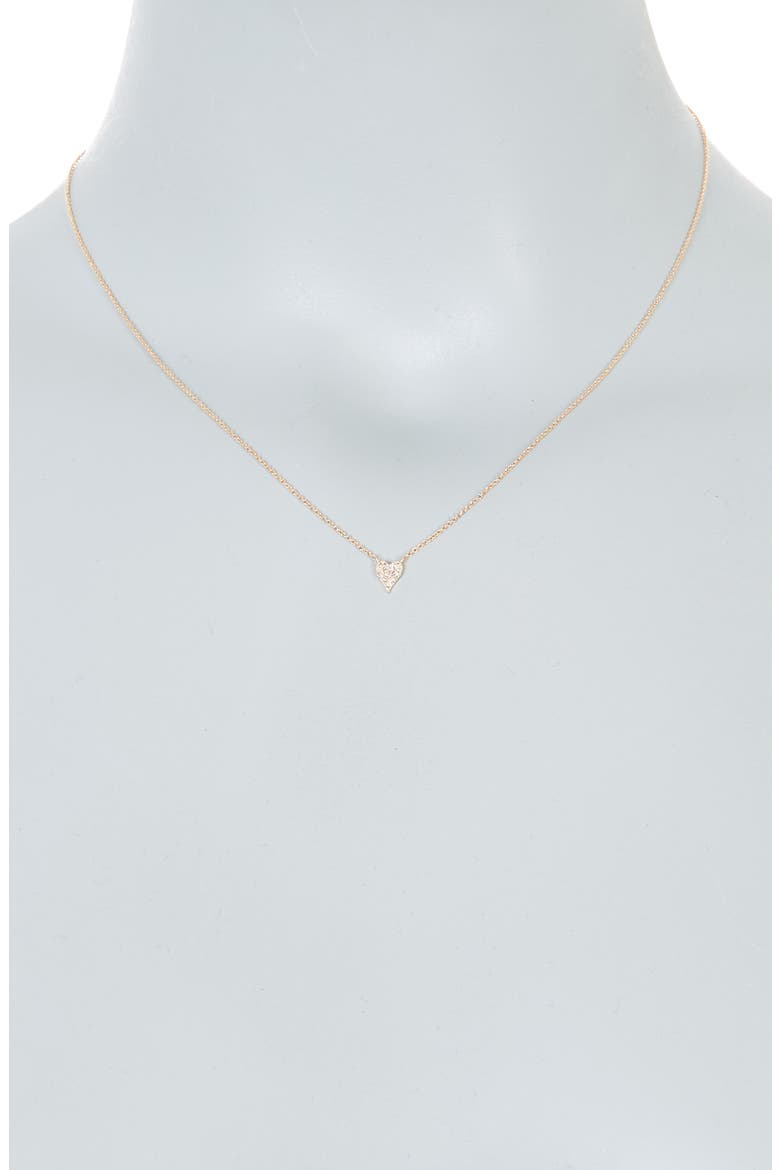 14K Gold Pave Diamond Heart Pendant Necklace - 0.05 ctw, Alternate, color, YELLOW GOLD/ DIAMOND