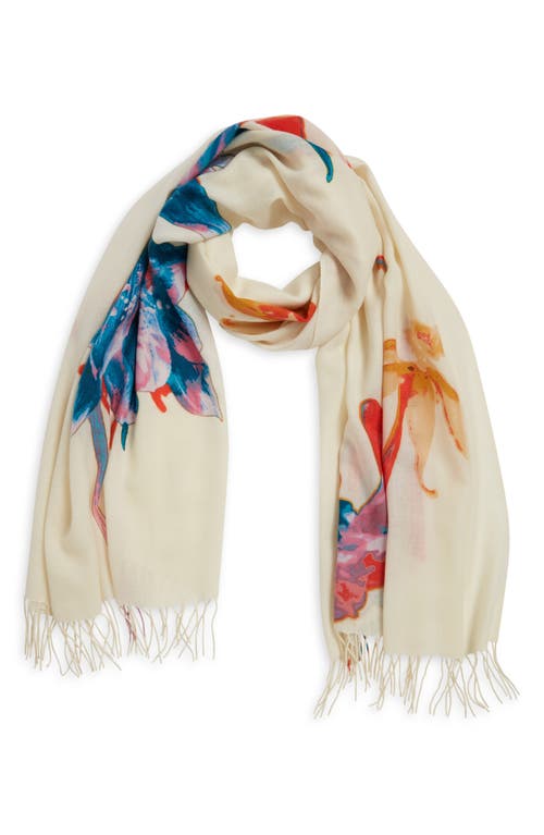 Nordstrom Printed Wool & Cashmere Tissue Wrap In Ivory Trailing Floral