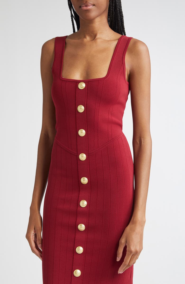 L'AGENCE Soleil Body-Con Knit Dress, Alternate, color, Black Cherry/ Gold