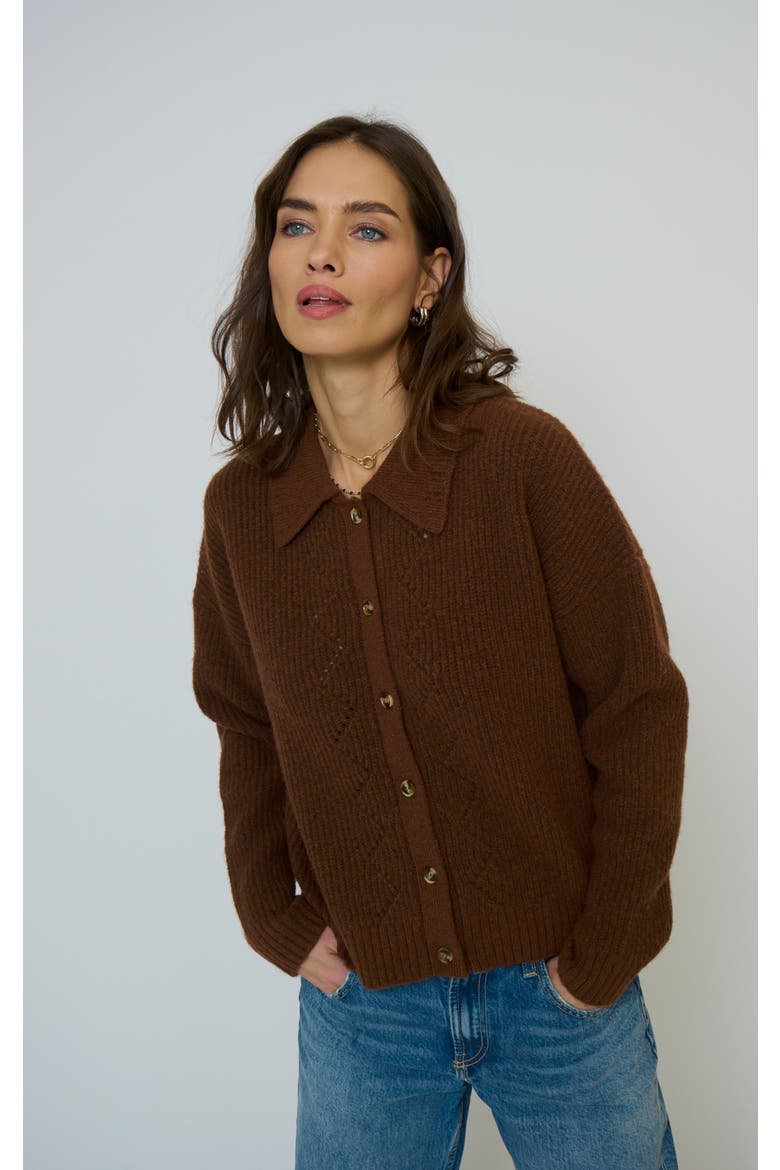 Olivia Pointelle Polo, Main, color, CHOCOLATE