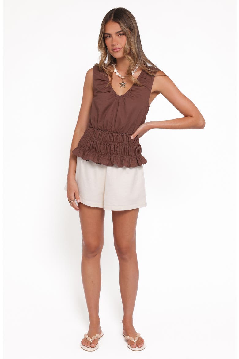 Lucilla Shirred Top, Alternate, color, CHOCOLATE
