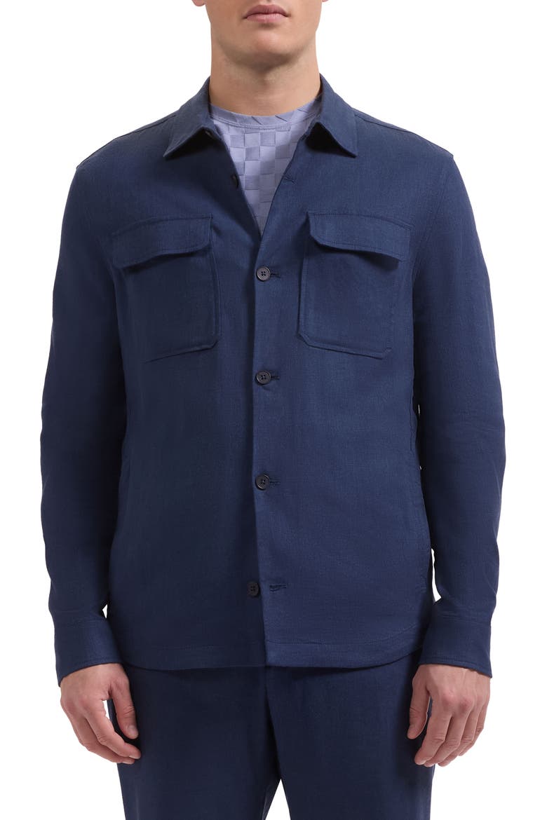 Aerolinen Linen Blend Shirt Jacket, Main, color, NAVY