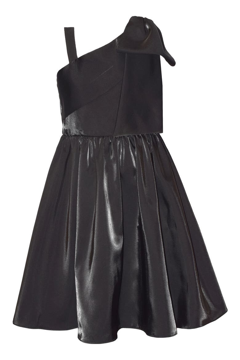 Kids' One Shoulder Shimmer Dress, Main, color, BLACK