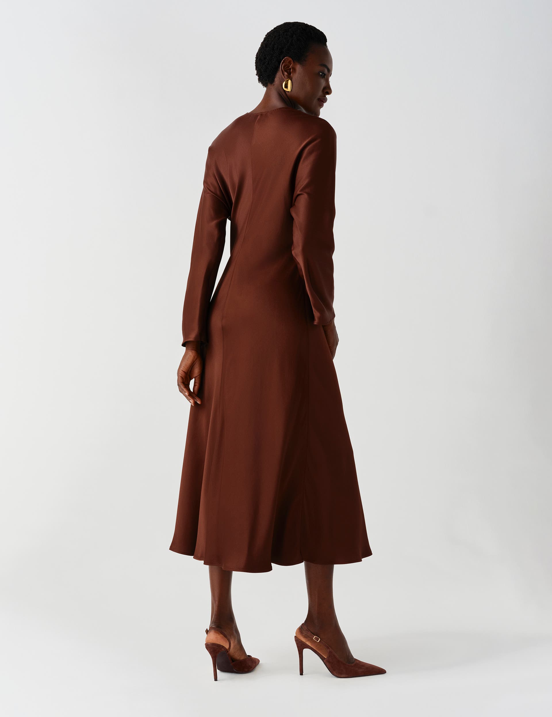 Ghost London Hatty Long Sleeve Satin Midi Dress (Women) | Nordstrom