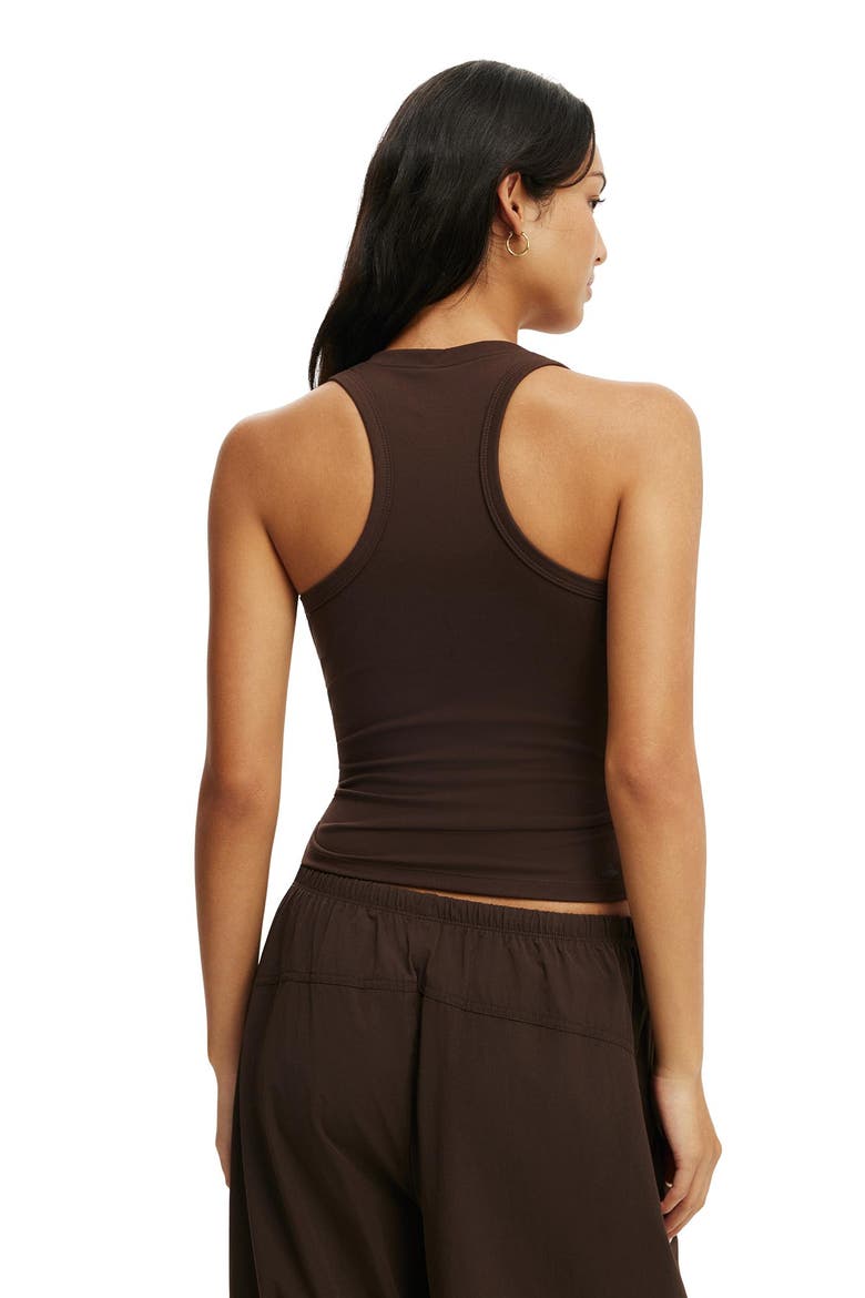 Women's Active Ultra Soft Plunge Front Racer Tank, Alternate, color, French Roast