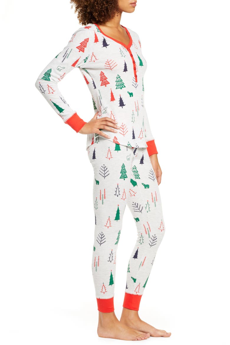 Thermal Pajamas, Alternate, color, GREY LIGHT HEATHER FOREST