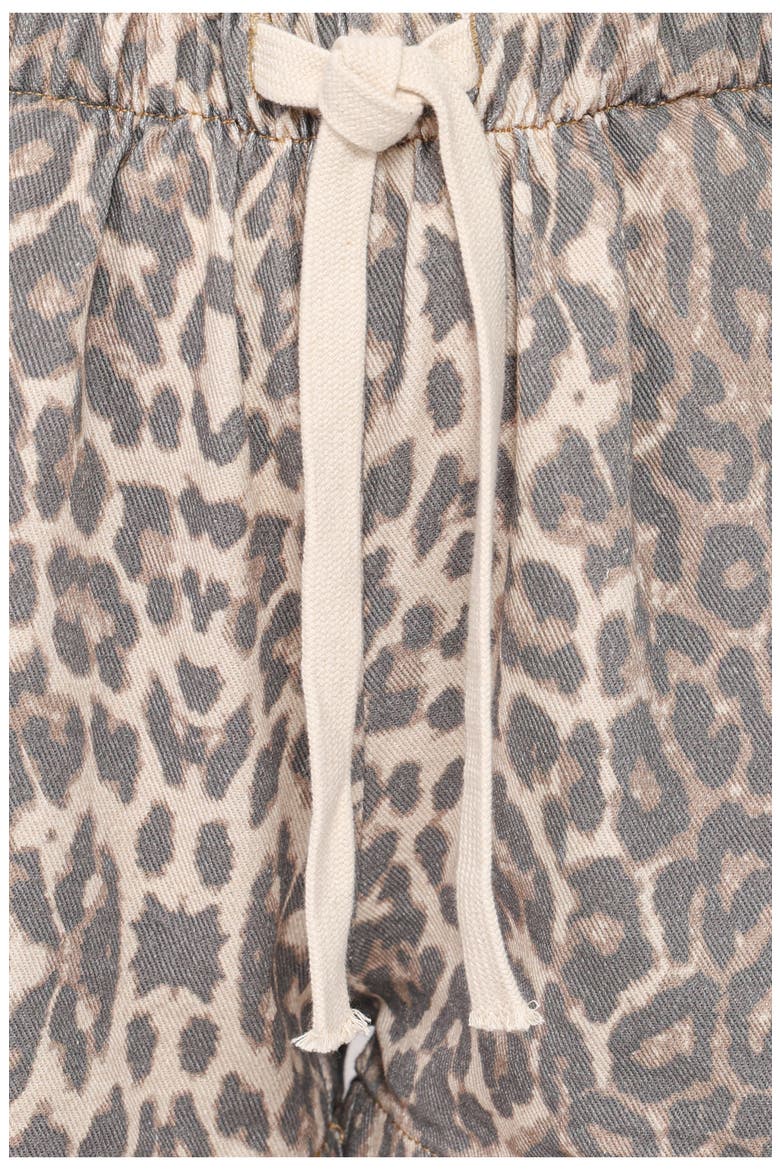Fletcher Leopard Print High Waist Denim Racer Shorts, Alternate, color, LEOPARD