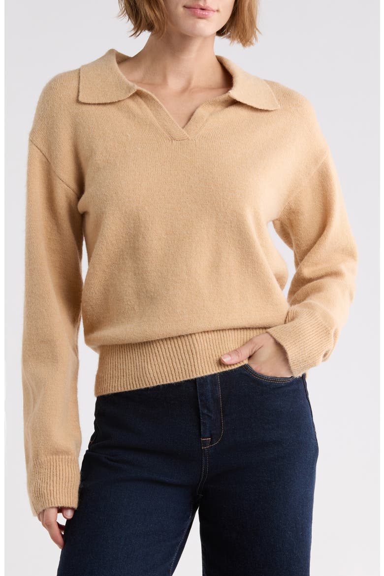 Johnny Collar Sweater, Main, color, LIGHT CAMEL
