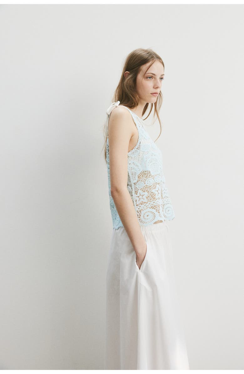 H&M Motif-detail Crochet-look Top, Alternate, color, Light Turquoise