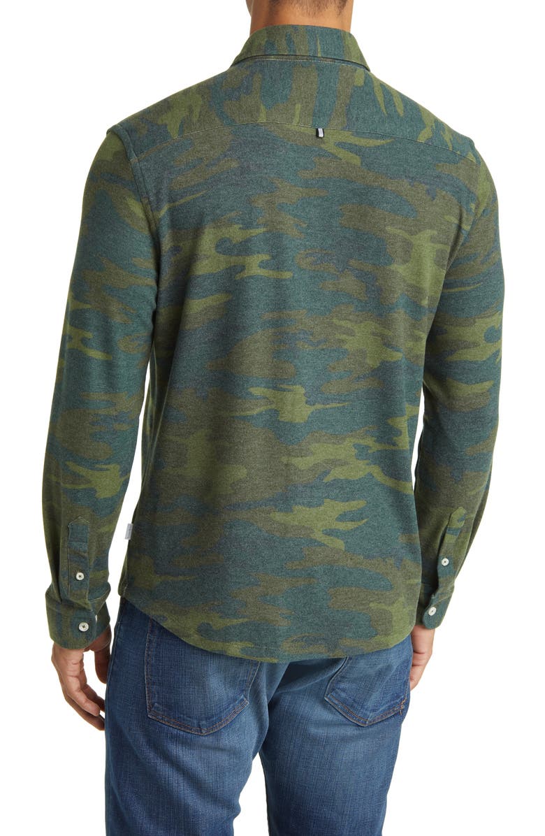 Stone Rose Camo Wrinkle Resistant Tech Fleece Button-Up Shirt, Alternate, color, 