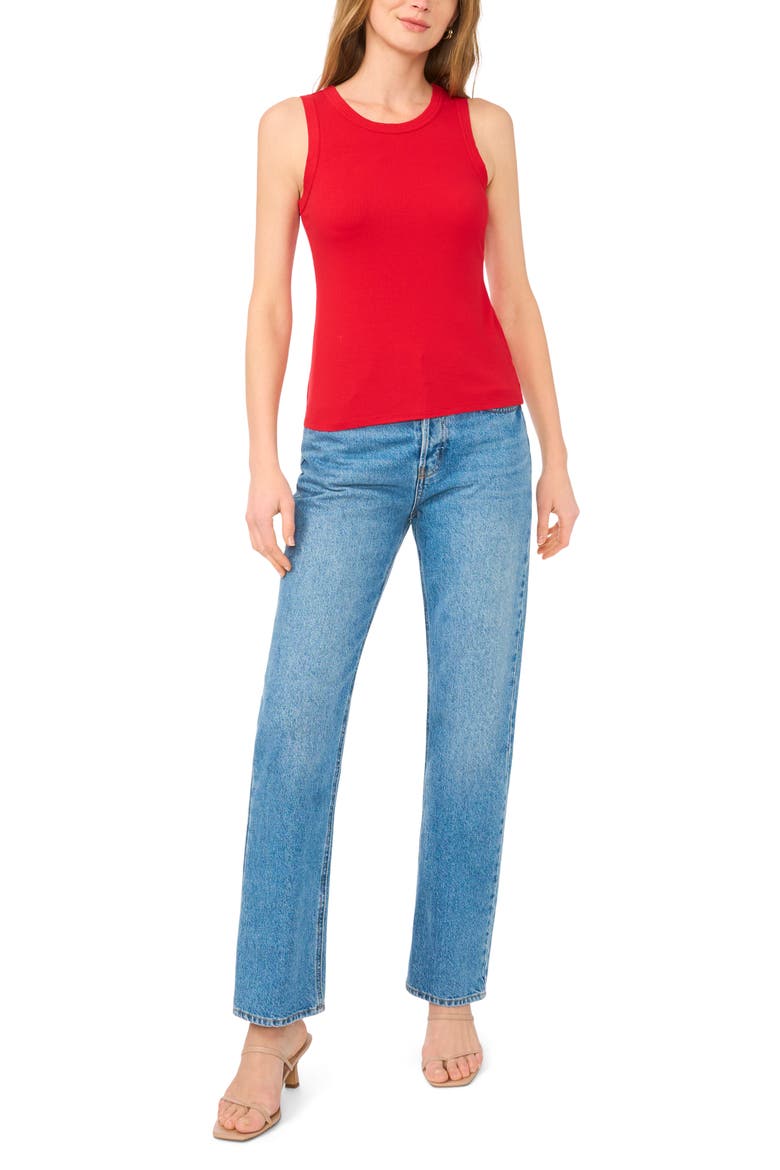 Fitted Ribbed Tank Top, Alternate, color, SALSA