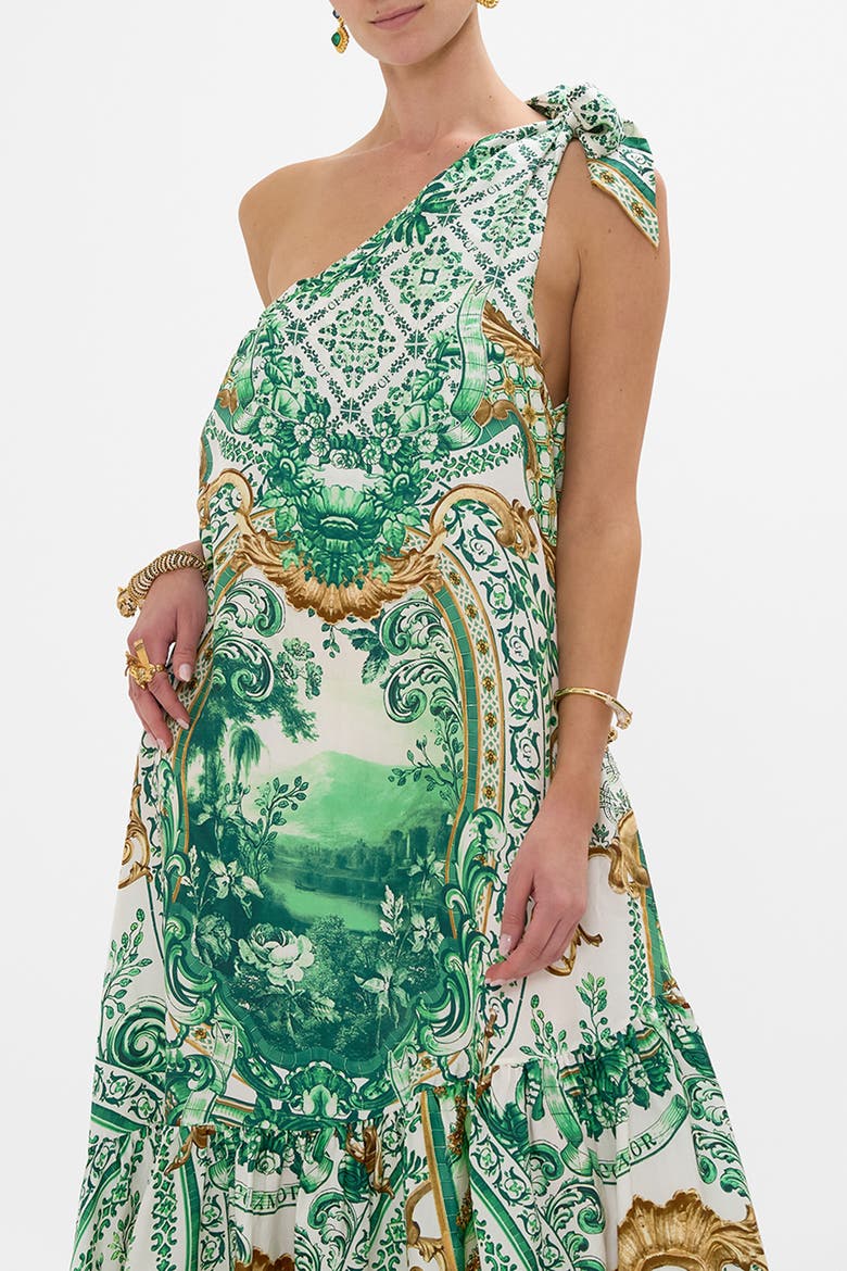 Tie One Shoulder Dress Corridor Of Calm, Alternate, color, Corridor Of Calm