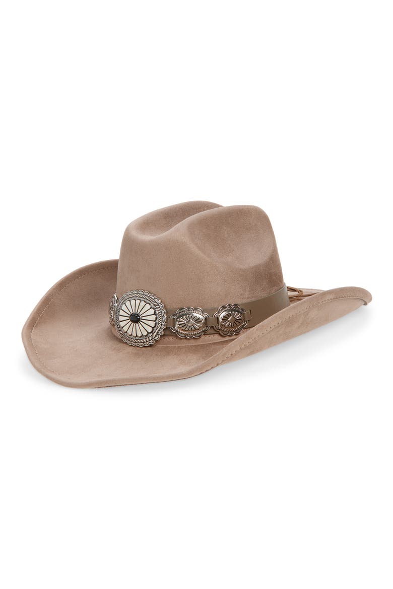 Western Cowboy Hat with Concho Leather Band, Main, color, TAUPE