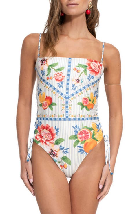 Posh Basket Lace-Up Side One-Piece Swimsuit
