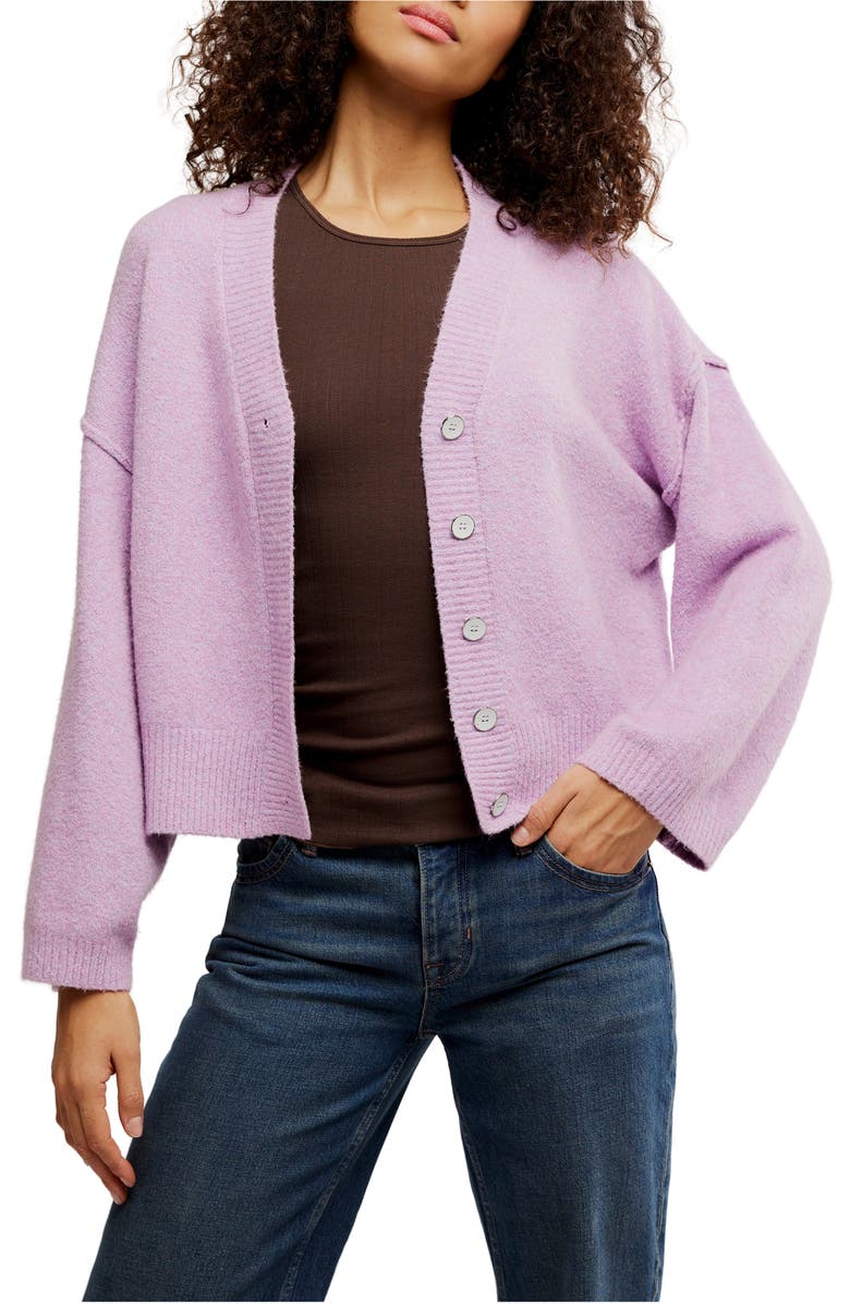 Free People Cool of the Night Cardigan, Main, color, Lilac Spell Melange