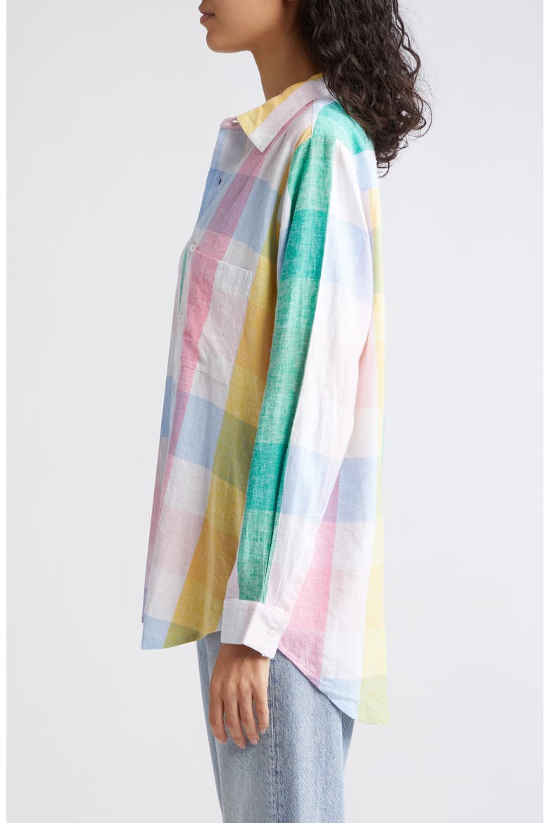 Sofia Long Sleeve Burnout Lace Button-Up Shirt, Alternate, color, PASTEL PLAID