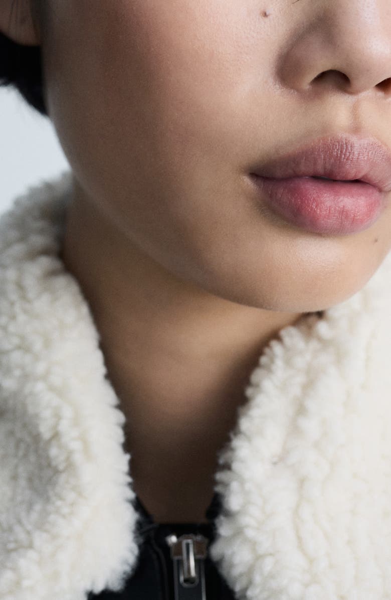 MANGO Faux Leather Jacket with Removable Faux Shearling Collar, Alternate, color, 