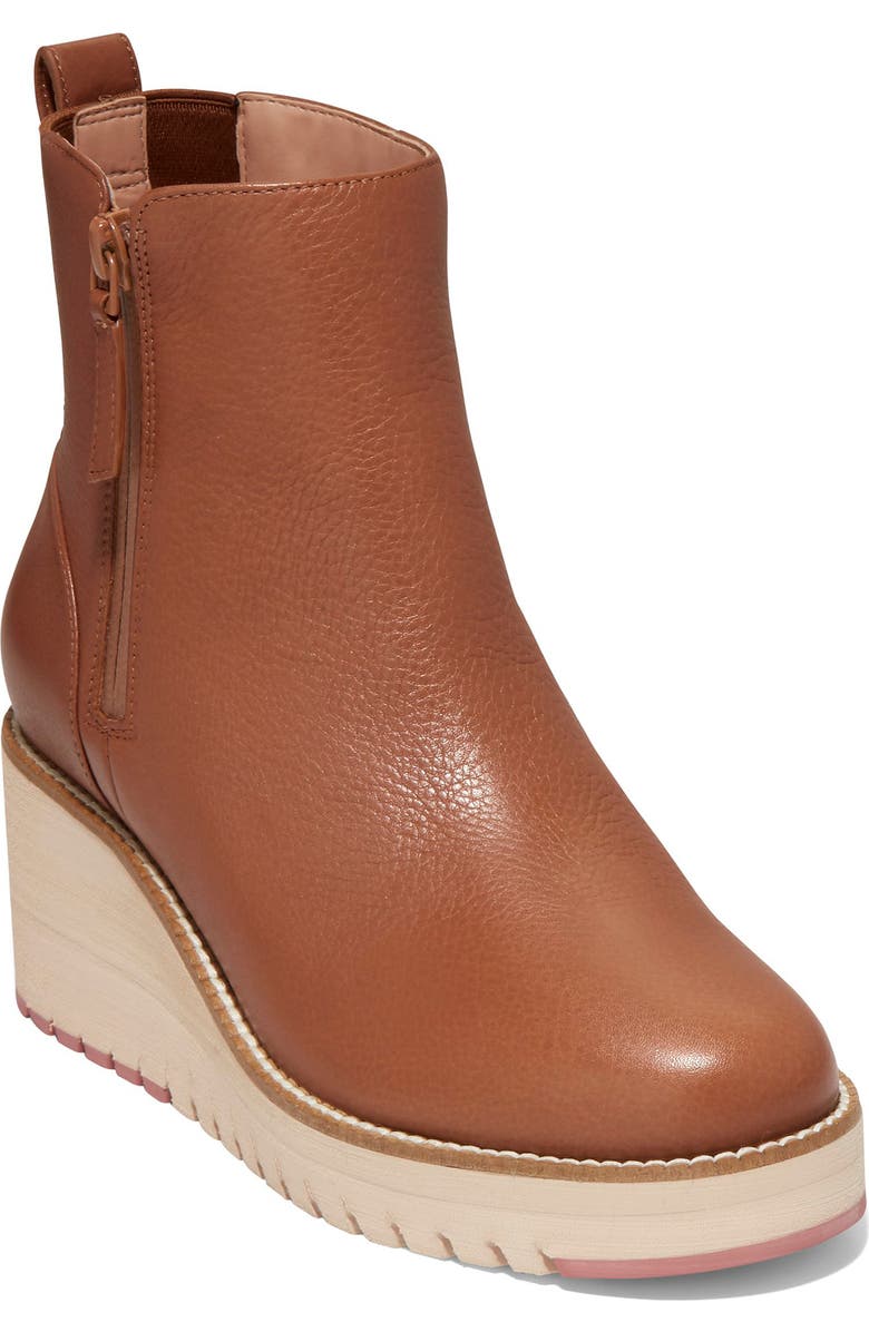 Cole Haan ZeroGrand City Waterproof Wedge Bootie, Main, color, British Tan/ Ivory Wp