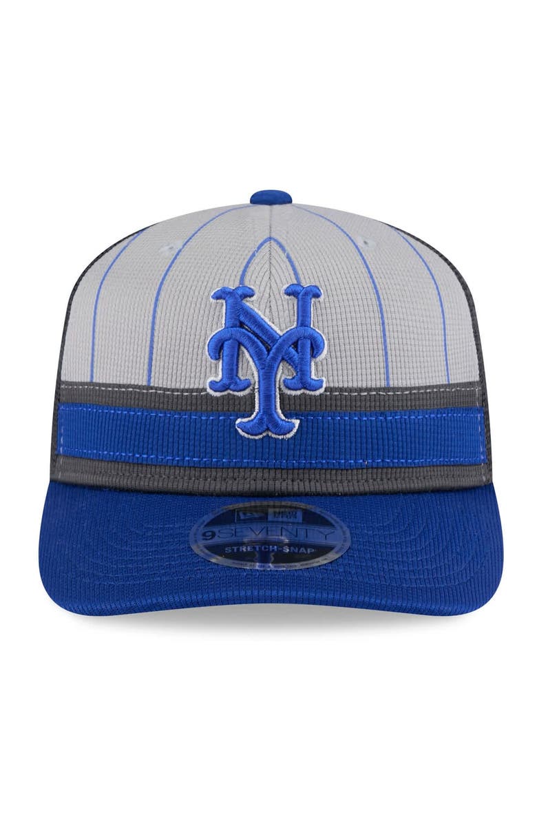 New Era Men's New Era  Gray/Royal New York Mets 2025 Batting Practice 9SEVENTY Stretch-Snap Trucker Hat, Alternate, color, 