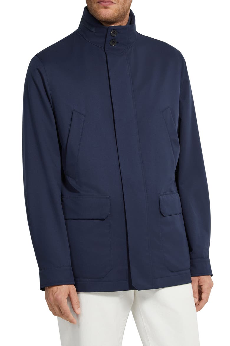Water Repellent Microfiber Twill Field Jacket, Main, color, INK BLUE