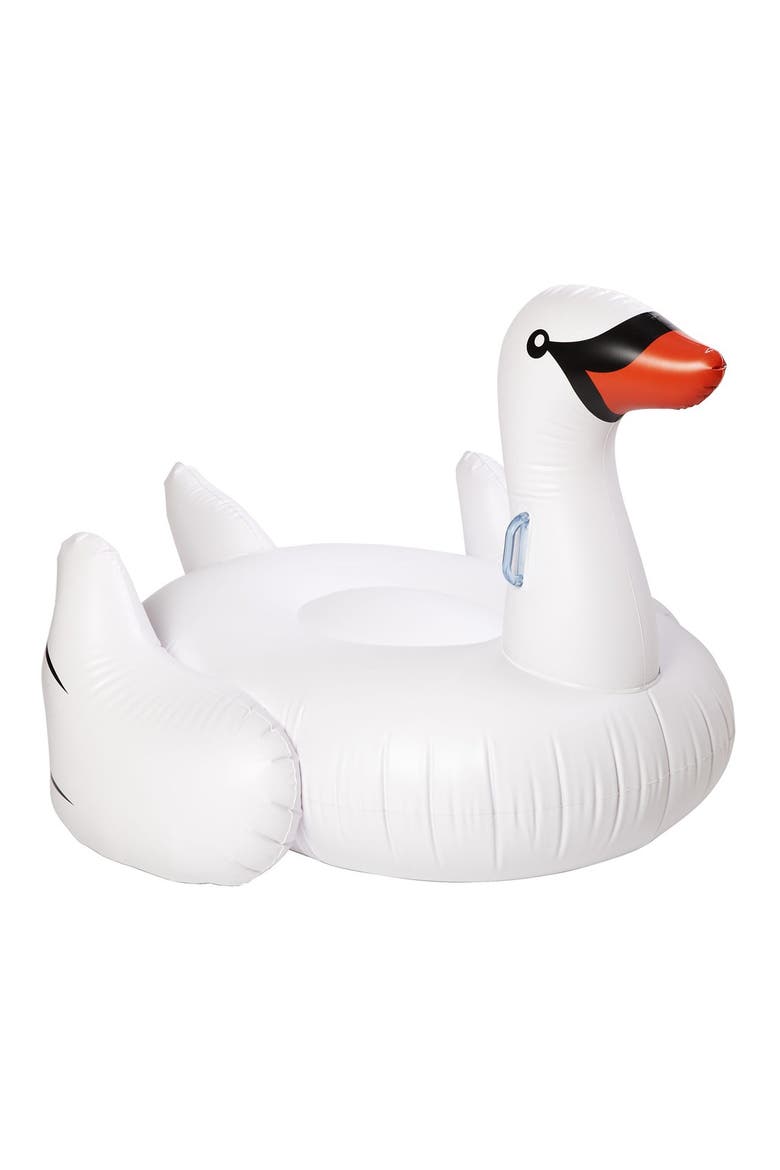 Really Big Inflatable Swan Pool Floatie, Alternate, color, WHITE
