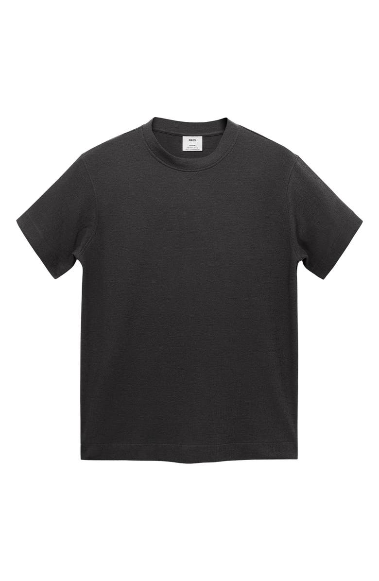 MANGO Textured Cotton Blend T-Shirt, Alternate, color, Charcoal