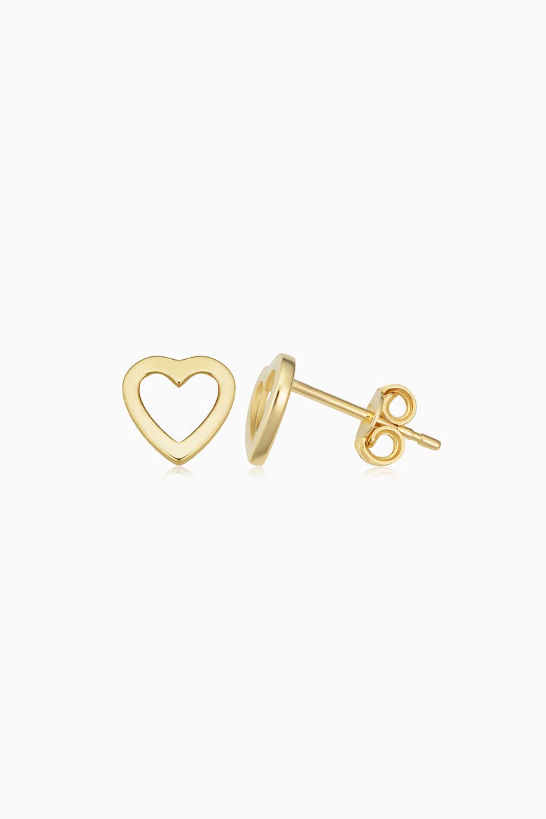 14K Yellow Gold Open Your Heart Studs, Alternate, color, Yellow Gold