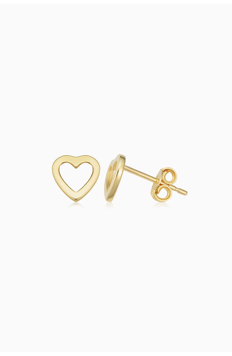 Oradina 14K Yellow Gold Open Your Heart Studs, Alternate, color, Yellow Gold