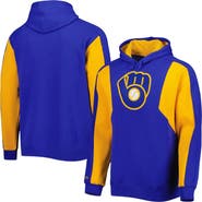 Mitchell & Ness Men's Mitchell & Ness Royal/Gold Milwaukee Brewers Colorblocked Fleece Pullover Hoodie