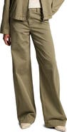 Vince Washed Cotton Mid Rise Wide Leg Pants