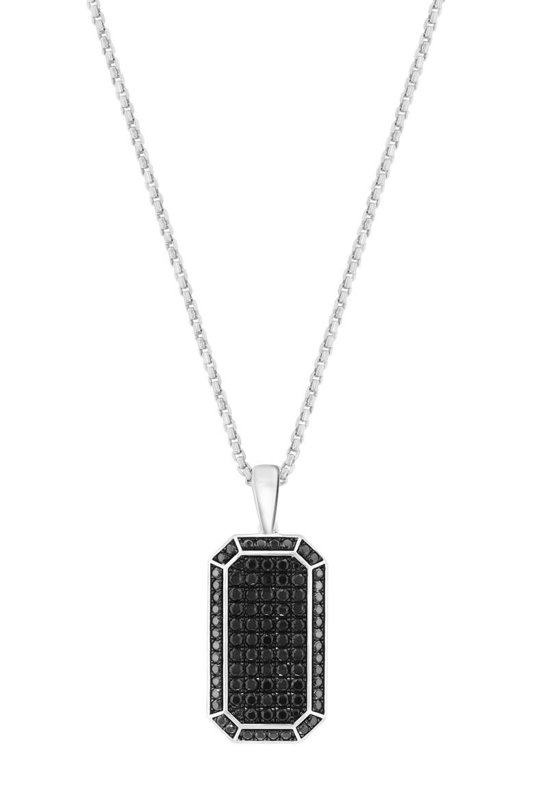 Spinel Pavé Tag Pendant Necklace, Main, color, BLACK