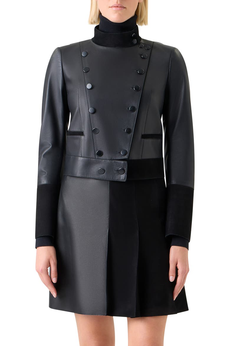 Dean Leather Captain's Jacket, Main, color, BLACK
