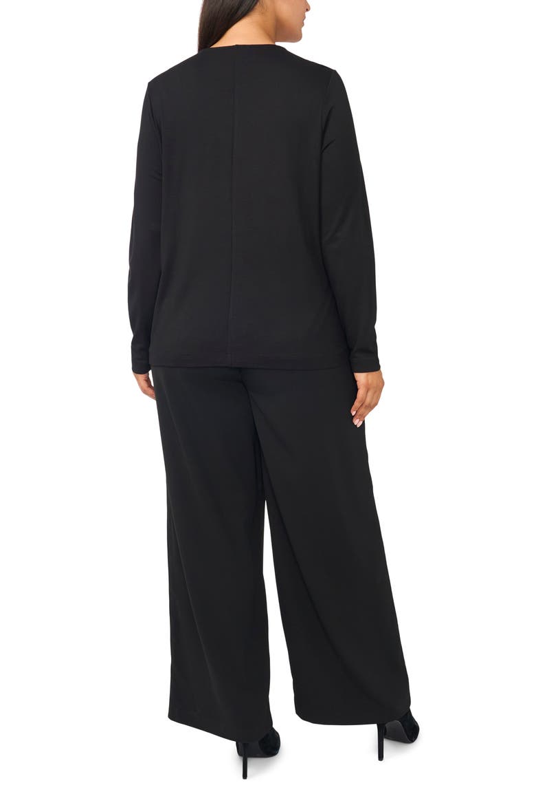Long Sleeve Ponte Top, Alternate, color, RICH BLACK 060
