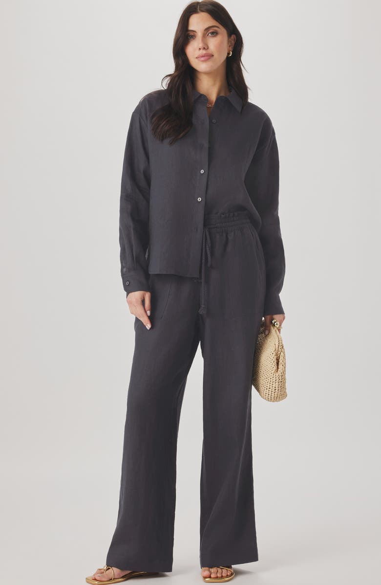 Splendid Stella Paperbag Linen Wide Leg Pants, Alternate, color, Lead Grey
