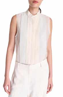 TWP Adele Sequin Cotton & Silk Sleeveless Button-Up Shirt