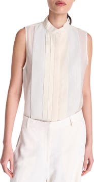 TWP Adele Sequin Cotton & Silk Sleeveless Button-Up Shirt