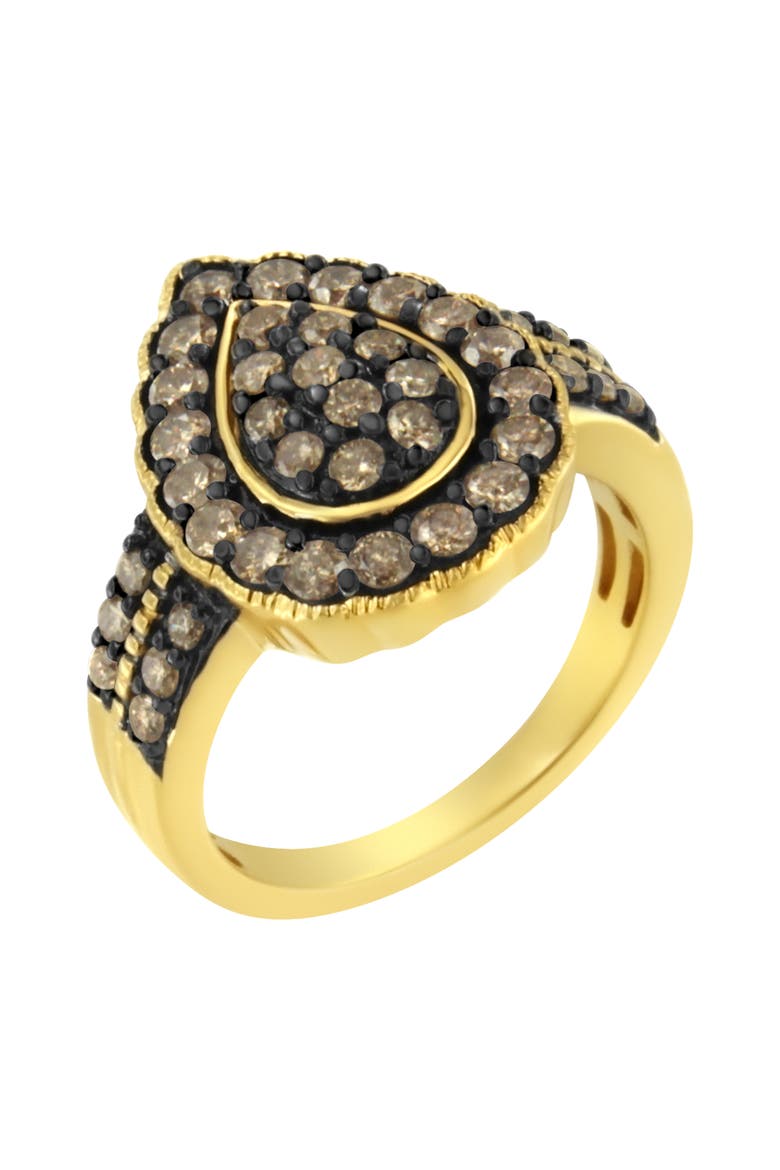 10K Yellow Gold Plated Silver 1 1/8 cttw Diamond Pear Cocktail Ring, Main, color, Yellow Gold over Silver