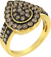 Haus of Brilliance 10K Yellow Gold Plated Silver 1 1/8 cttw Diamond Pear Cocktail Ring