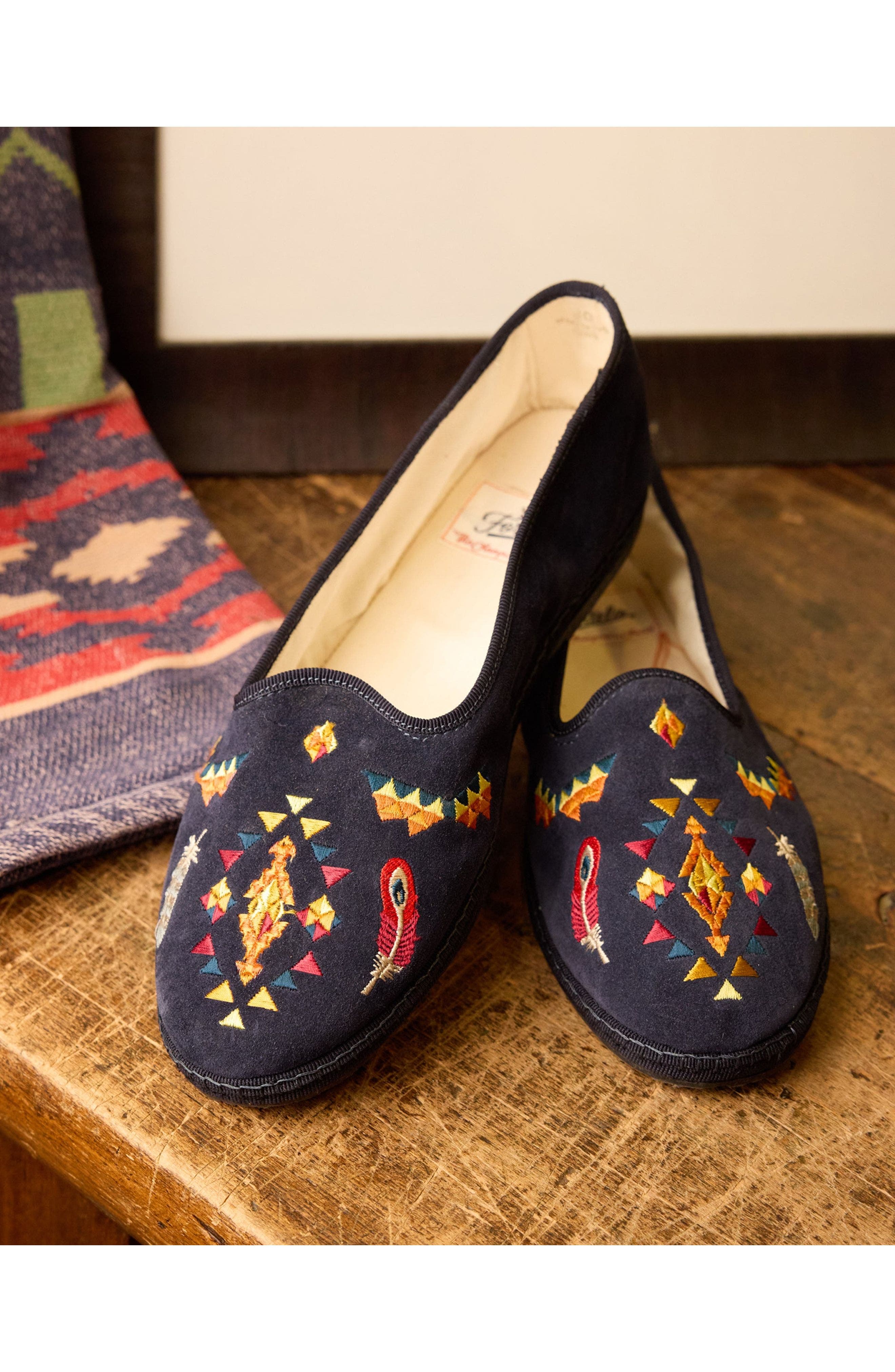 Frutate Friulane Suede Leather Embroidery, Alternate, color, NAVY BLUE