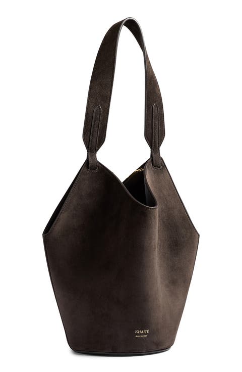 Mini Lotus Suede Top Handle Bag