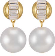 Vince Camuto Pearl Drop Earrings with Baguette Accents