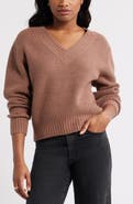 Open Edit Rib V-Neck Sweater