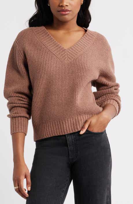 Open Edit Rib V-Neck Sweater
