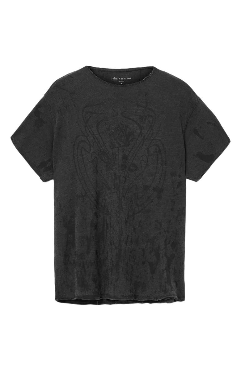 John Varvatos Relaxed Fit Raw Edge Organic Cotton T-Shirt, Alternate, color, Charcoal